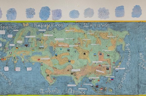 World Map made by students of Psychico College Elementary School 6c