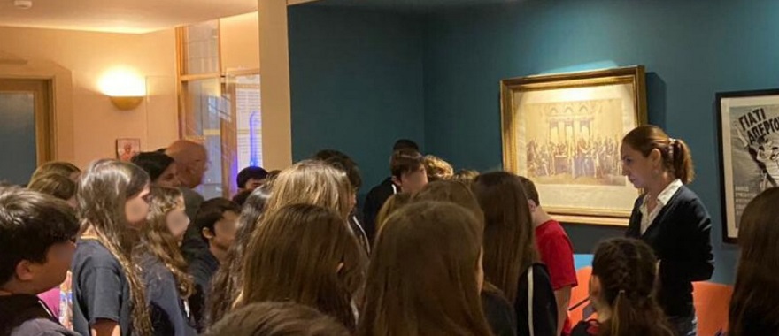 Psychico College Grade 6 students visit the Library of the Journalists Union of Athens Daily Newspapers
