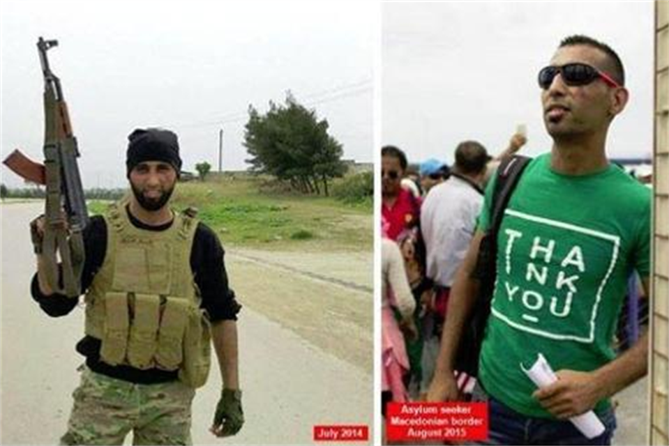 Αυτός ο άνδρας είναι μαχητής του ISIS. Αριστερά υποτίθεται ποζάρει ως μαχητής του «Ισλαμικού Κράτους» και δεξιά o ίδιος άνθρωπος έρχεται ως πρόσφυγας στην Κω