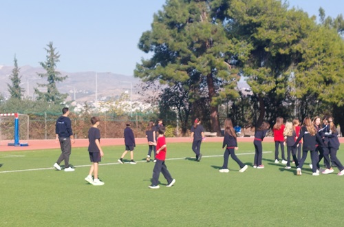 Captain of the Greek Football Team Tasos Bakasetas delivers speech to Elementary School students - Joint Activity with Axion Hellas