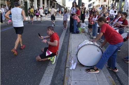 Athens College Elementary School Drumsticks Band at the Athens Marathon