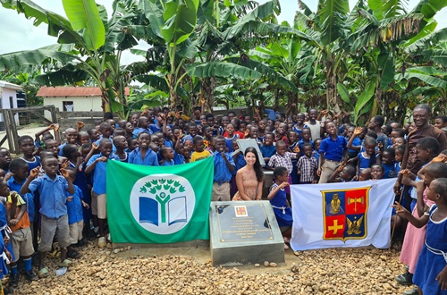 Drilling in Ghana with the support of students of the Athens College Elementary School