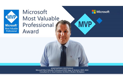Konstantinos Boutsioulis of our School's Informatics and Digital Education Department named Microsoft Most Valuable Professional