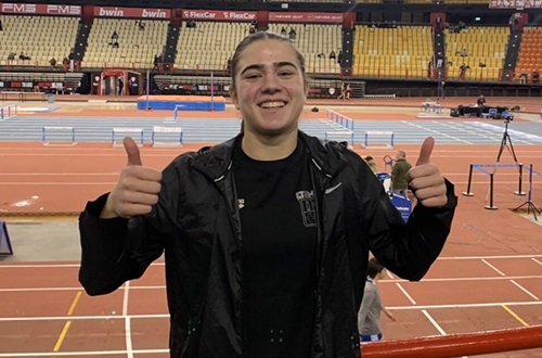 Indoor Track Panhellenic Record by student Nelly Floutakou