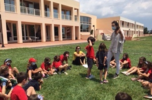 Theatrologist Anna Papafigkou Leads Psychico College Elementary School 1st Graders in a Drama Game