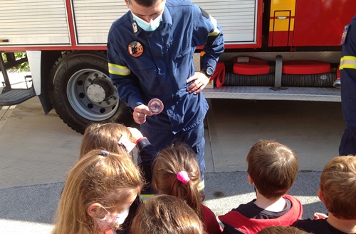 Pre-K students meet the Ekali Volunteer Firefighters