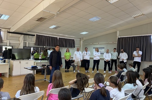 Elementary School Students participate in Olympic Sports with Greek Olympic Champions