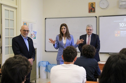 Minister of Education, Religious Affairs, and Sports, Ms. Sofia Zacharaki, visits Athens College