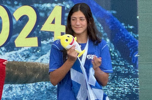 An Athens College female student in the Pre-National Swimming Team
