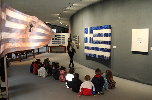 John M. Carras Kindergarten visits the Greek Flag Exhibition