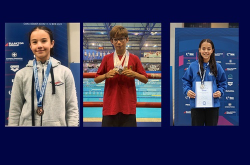 Three Athens College students members of the Special Swimmers Program of the Hellenic Swimming Federation