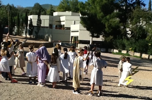 Ancient Greek Gods and Goddesses make an appearance at the Athens College Elementary School Campus